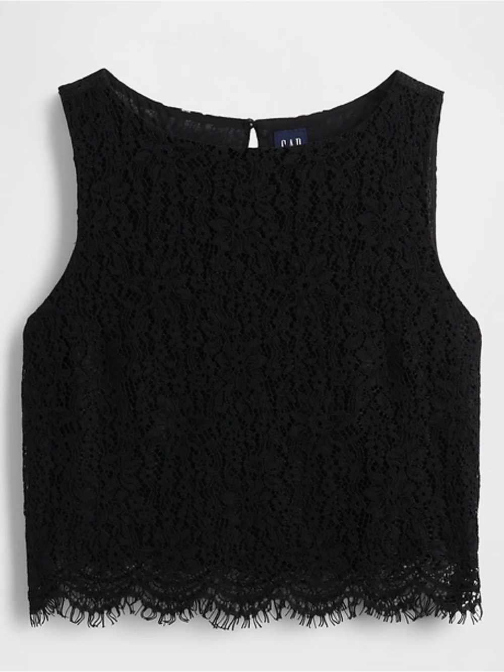 NWT GAP Black Floral Lace Sleeveless Scallop Hem Blouse Size XS